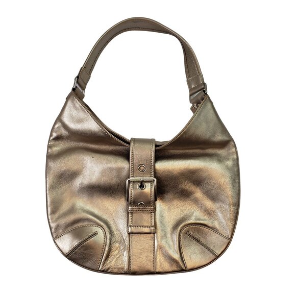 Michael Michael Kors Gold Metallic Leather Boho Handbag - Picture 1 of 10